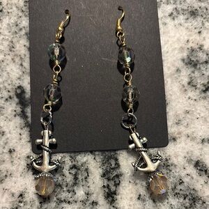 Elegant Silver and Gold Anchor Earrings